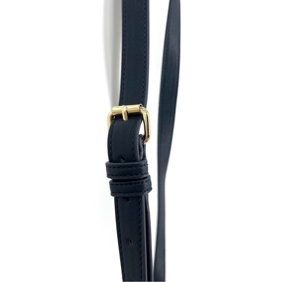 Talbots Navy Striped Canvas Corn Husk Straw Woven Bucket Bag Shoulder Purse - Picture 13 of 16